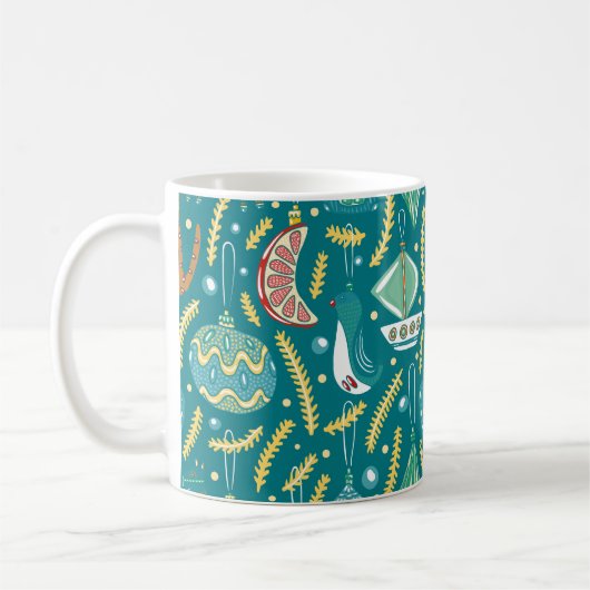 Weihnachtsdekorationen nahtlos Muster. Bright-Prot Kaffeetasse (Links)