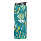 Weihnachtsdekorationen nahtlos Muster. Bright-Prot Thermosbecher (Nach links gedreht)