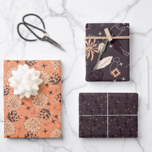Weihnachtsdekorationen, Ornamente, Blume, Zapfen Geschenkpapier Set