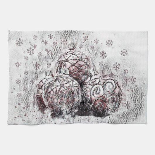 Weihnachtsdekorationen Ornamente Geschirrtuch (Horizontal)