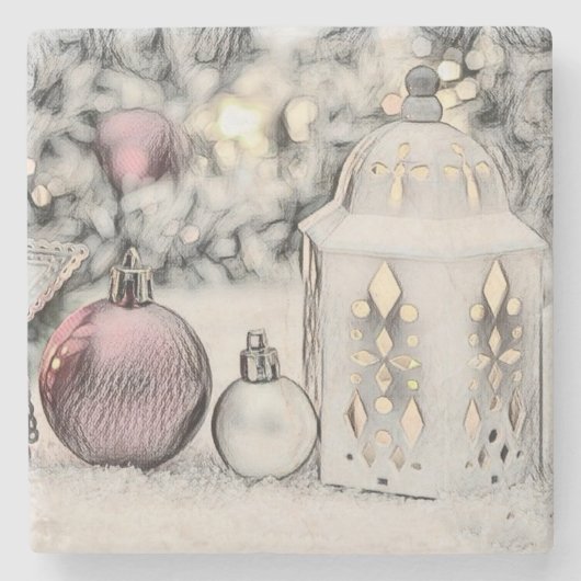 Weihnachtsdekorationen Ornamente Steinuntersetzer (Vorderseite)