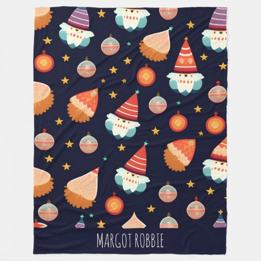 Weihnachtsdekorationen Retro Muster Fleecedecke (Vorderseite)