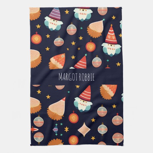 Weihnachtsdekorationen Retro Muster Geschirrtuch (Vertikal)