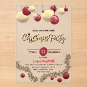 Weihnachtsdekorationen und Schnee Acryleinladungen (Vorderseite)