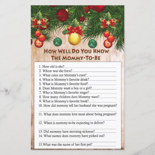 Weihnachtsdekorationen wie gut kennst du Spiel (Vorderseite)