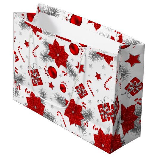 Weihnachtsdekorationsmuster Große Geschenktüte (Vorderseite Schrägansicht)