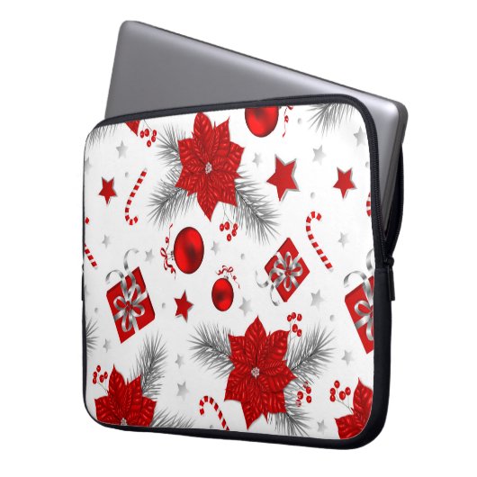 Weihnachtsdekorationsmuster Laptopschutzhülle (Vorderseite Links)