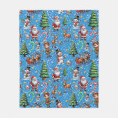 Weihnachtsdekorationsmuster mit blauem Hintergrund Fleecedecke (Vorderseite)