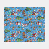Weihnachtsdekorationsmuster mit blauem Hintergrund Fleecedecke (Vorderseite (Horizontal))