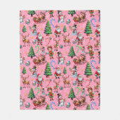 Weihnachtsdekorationsmuster mit rosa Hintergrund Fleecedecke (Vorderseite)