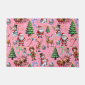 Weihnachtsdekorationsmuster mit rosa Hintergrund Fußmatte (Vorderseite)