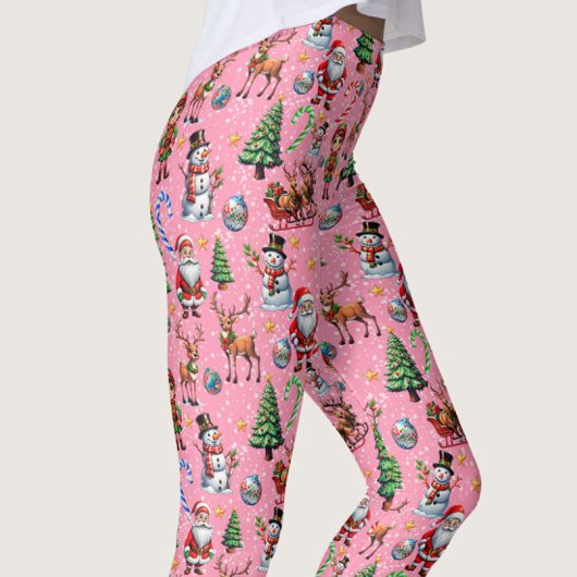 Weihnachtsdekorationsmuster mit rosa Hintergrund Leggings