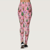 Weihnachtsdekorationsmuster mit rosa Hintergrund Leggings (Rückseite)