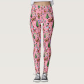 Weihnachtsdekorationsmuster mit rosa Hintergrund Leggings (Vorderseite)