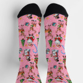 Weihnachtsdekorationsmuster mit rosa Hintergrund Socken (Oben)