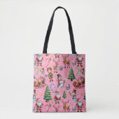 Weihnachtsdekorationsmuster mit rosa Hintergrund Tasche (Vorderseite)
