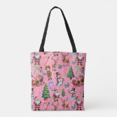 Weihnachtsdekorationsmuster mit rosa Hintergrund Tasche (Rückseite)