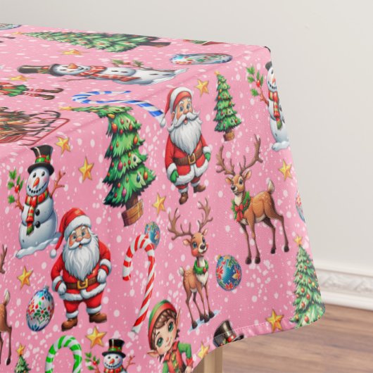 Weihnachtsdekorationsmuster mit rosa Hintergrund Tischdecke