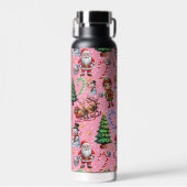 Weihnachtsdekorationsmuster mit rosa Hintergrund Trinkflasche (Vorne)