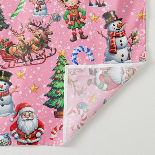 Weihnachtsdekorationsmuster mit rosa Hintergrund Wandteppich