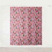Weihnachtsdekorationsmuster mit rosa Hintergrund Wandteppich (Vorderseite)