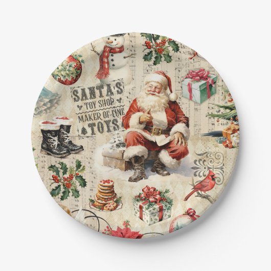 Weihnachtsdekoupage Pappteller (Vorderseite)