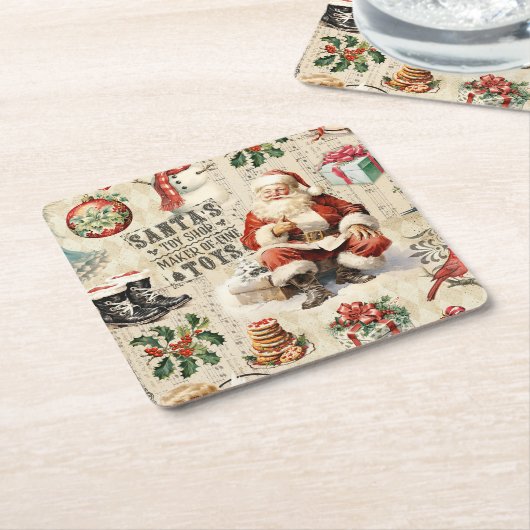 Weihnachtsdekoupage Rechteckiger Pappuntersetzer (angewinkelt)