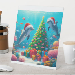 Weihnachtsdelphine Sockelschild