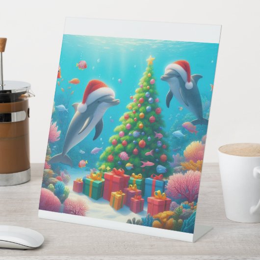 Weihnachtsdelphine Sockelschild (In Situ)