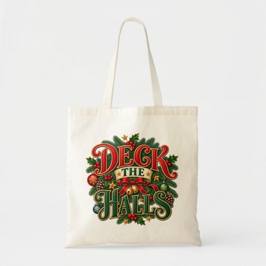 Weihnachtsdesign 'Deck the Halls' Tragetasche (Vorne)