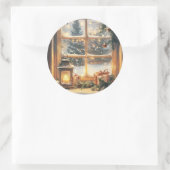 Weihnachtsdesign. Doppelseitige Kunst. Santa Runder Aufkleber (Tasche)