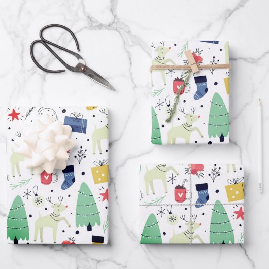 Weihnachtsdesign Geschenkpapier Set (Vorderseite)
