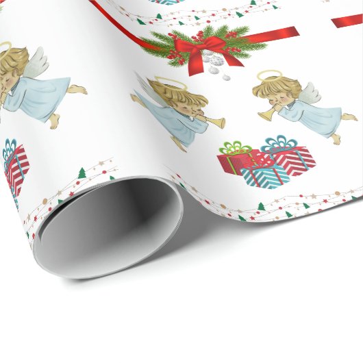Weihnachtsdesign mit Engeln Geschenkpapier (Rolleneckpunkt)