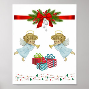 Weihnachtsdesign mit Engeln Poster
