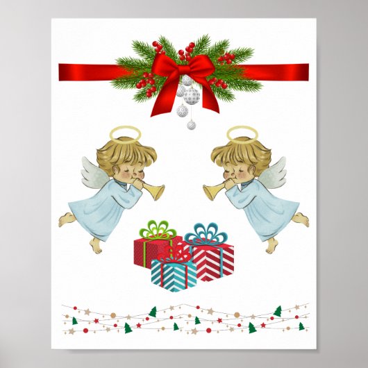 Weihnachtsdesign mit Engeln Poster (Vorne)