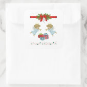 Weihnachtsdesign mit Engeln Quadratischer Aufkleber (Tasche)