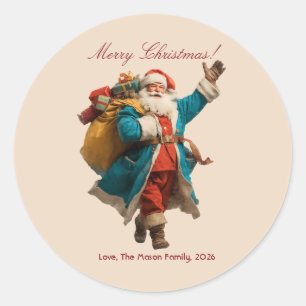 Weihnachtsdesign mit personalisiertem Vintage-Weih Runder Aufkleber