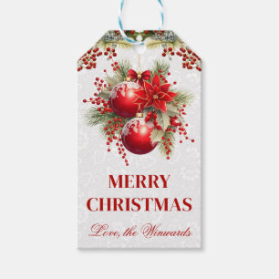 Weihnachtsdesign mit roten Poinsettien-Ornamenten Geschenkanhänger