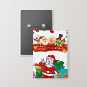 Weihnachtsdesign mit Weihnachtsmann und Geschenk Button (Vorderseite/Rückseite)