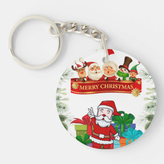 Weihnachtsdesign mit Weihnachtsmann und Geschenk Schlüsselanhänger