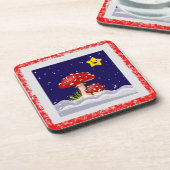 Weihnachtsdesign Pilze Getränkeuntersetzer (Linke Seite)