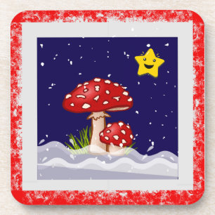 Weihnachtsdesign Pilze Getränkeuntersetzer