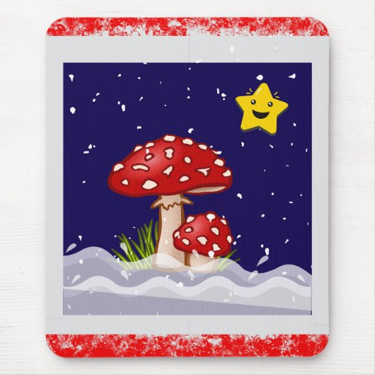 Weihnachtsdesign Pilze Mousepad (Vorne)
