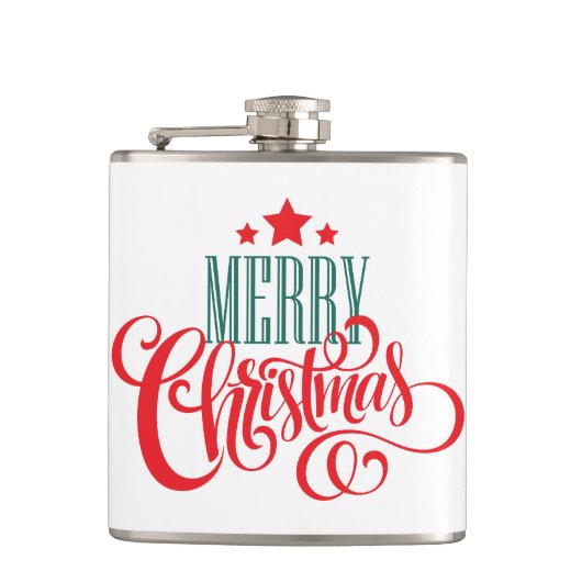 Weihnachtsdesign und Sterne Flachmann (Vorderseite)