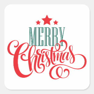 Weihnachtsdesign und Sterne Quadratischer Aufkleber