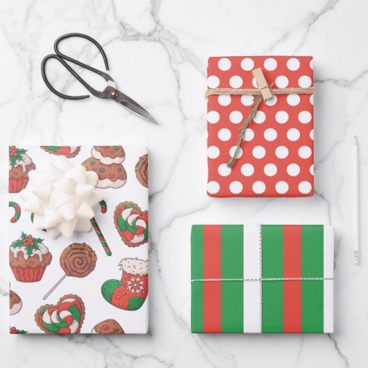 Weihnachtsdesserts Strümpfe Packung Papier Set (Vorderseite)