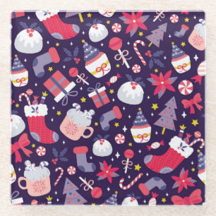 Weihnachtsdesserts, vintage Sternenmuster. Glasuntersetzer