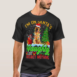 Weihnachtsdeutscher Schäferhund auf Santas unartig T-Shirt