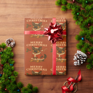 Weihnachtsdeutscher Schäferhund Hund Xmas Santa Hu Geschenkpapier