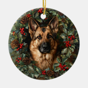 Weihnachtsdeutscher Schäferhund Keramik Ornament